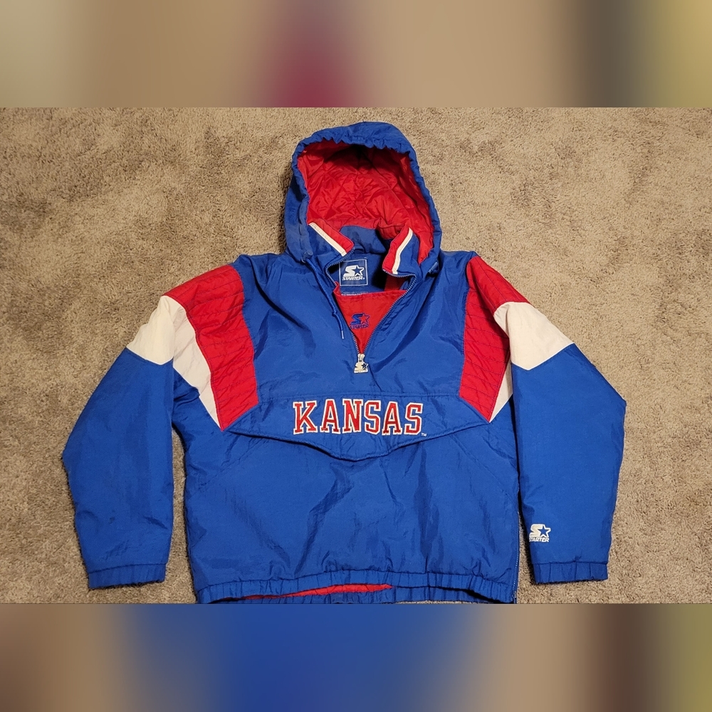 Old School Jayhawks 1/4 zip puffer coat!!